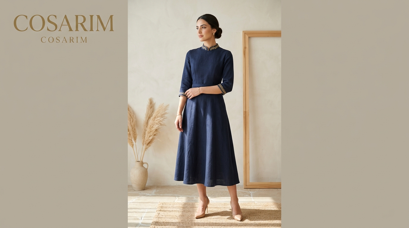 Mulher vestindo look modesto elegante COSARIM